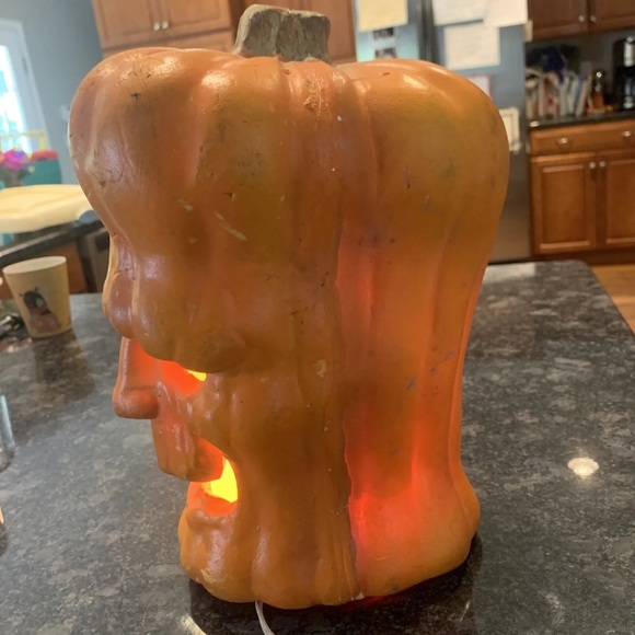 VTG Halloween 1995 TRENDMASTERS Light Up Foam Pumpkin Frankenstein Monster Decor - Picture 5 of 9